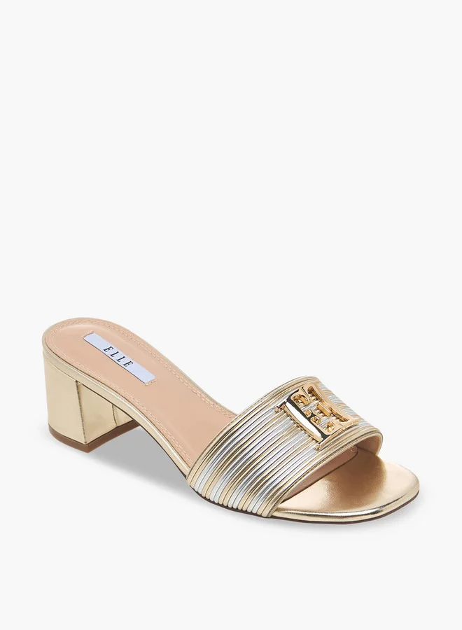 ايل Women Metallic Block Heel Sandals Ramadan Collection